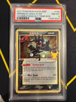 2021 POKEMON SWSH BLACK STAR PROMO #144 GRENINJA-GOLD STAR PSA 8 - Image 1