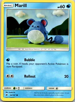 Marill 34/147 - SM - Burning Shadows Pokemon NM - Image 1
