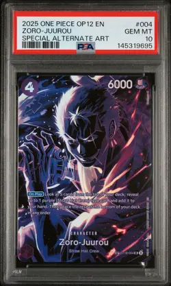 2025 ONE PIECE OP12-LEGACY OF THE MASTER #004 ZORO-JUUROU PSA 10 - Image 1