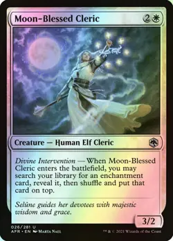 MTG Magic AFR D&D Forgotten Realms - 1x EN NM FOIL 026 U Moon-Blessed Cleric - Image 1