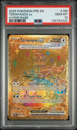 2025 Pokemon Prismatic Evolutions Terapagos Ex Hyper Rare #180 PSA 10 - Image 1