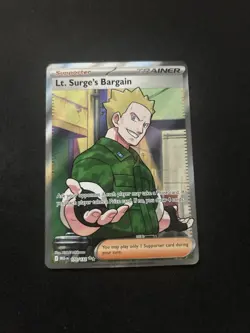Pokemon TCG Lt. Surge's Bargain Full Art Holo Rare 170/132 Mega Evolutions M/NM - Image 1