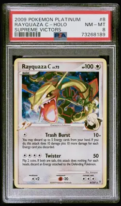 2009 POKEMON PLATINUM RAYQUAZA C-HOLO SUPREME VICTORS PSA 8 - Image 1