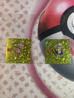 2001 Taps Gold Holo Mew Mewtwo Pog Stickers Pokemon Non-TCG - Image 1