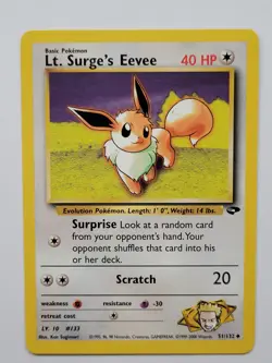 Lt. Surge's Eevee 51/132 Gym Challenge Uncommon Pokemon Card Non-Played! - Image 1