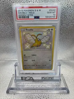 2019 POKEMON SUN & MOON HIDDEN FATES #SV42 SWABLU-HOLO PSA 10 - Image 1