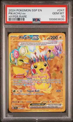 PSA 10 Pikachu Ex Pokemon Surging Sparks Hyper Rare 247/191 - Image 1