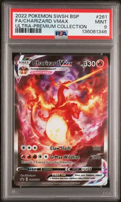 2022 POKEMON SWSH BLACK STAR PROMO #261 FULL ART/CHARIZARD VMAX PSA 9 - Image 1