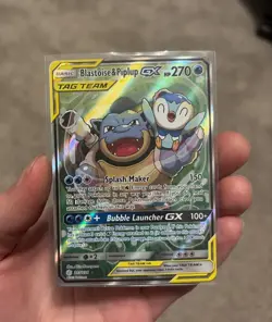Blastoise & Piplup GX 215/236 Cosmic Eclipse TAG TEAM Ultra Rare Pokemon Card NM - Image 1
