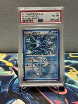 PSA 8 NM-MT CRACKED ICE #23 GLACEON-HOLO 2013 POKEMON BLACK WHITE PLASMA FREEZE - Image 2