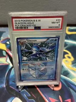 PSA 8 NM-MT CRACKED ICE #23 GLACEON-HOLO 2013 POKEMON BLACK WHITE PLASMA FREEZE - Image 4
