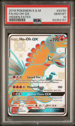 [PSA 10] Ho-Oh GX SV50/SV94 Hidden Fates Shiny Secret Rare Holo POKEMON - Image 1