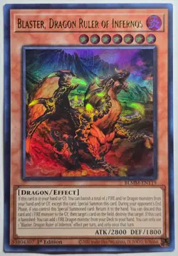 Yugioh Blaster, Dragon Ruler of Infernos BLMM-EN107 Ultra Rare 1st Edition - Image 1