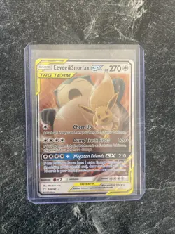 Eevee & Snorlax GX 120/181 Team Up Sun & Moon Tag Team Holo Card - Near Mint - Image 1