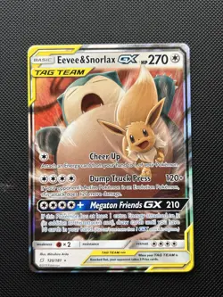 Eevee & Snorlax GX 120/181 Team Up Sun Moon Tag Team Holo Card - Image 1