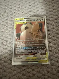 Eevee & Snorlax GX 120/181 Team Up Sun & Moon Tag Team Holo Card - Near Mint - Image 1