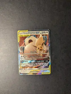 Eevee & Snorlax GX 120/181 Team Up Sun & Moon Tag Team Holo Card - Near Mint - Image 1