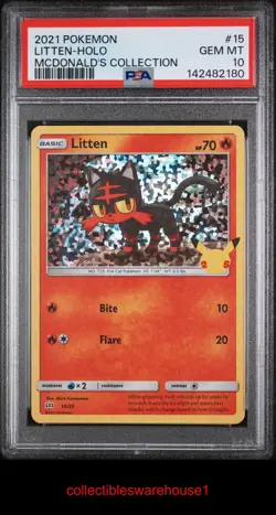 Pokemon Mcdonald's Collection Litten Holo 15 PSA 10 - Image 1