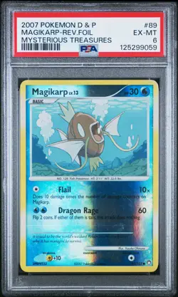 2007 POKEMON DIAMOND & PEARL MYSTERIOUS TREASURES MAGIKARP-REVERSE FOIL PSA 6 - Image 1