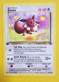 POKEMON EEVEE 51/64 1ST EDITION JUNGLE LP - Image 1