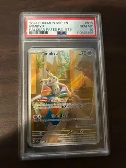 2024 Pokemon SVP EN Mimikyu #075 Paldean Fates Pokemon Center ETB Promo PSA 10 - Image 1