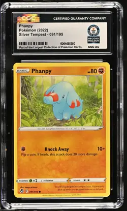 Pokemon CGC World Record Breaks-2022 Silver Tempest Phanpy #091 1 of 1 - Image 1