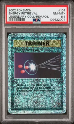 2002 POKEMON LEGENDARY COLLECTION #107 ENERGY RETRIEVAL-REVERSE FOIL PSA 8.5 - Image 1