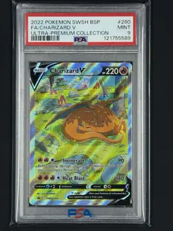 Pokemon TCG Charizard v SWSH260 Black Star Promo Full Art Ultra Rare PSA 9 - Image 1