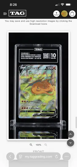 Pokemon Charizard V SWSH260 Promo Alt Art Holo TAG Graded Gem Mint 10 - Image 2