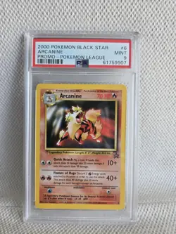 PSA 9 MINT Arcanine # 6 WOTC Black Star Promo Pokemon Card - Image 1