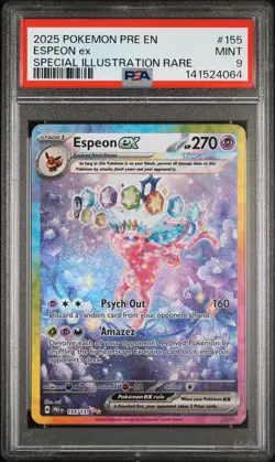 2025 POKEMON PRE EN-PRISMATIC EVOLUTIONS #155 ESPEON EX PSA 9 - Image 1
