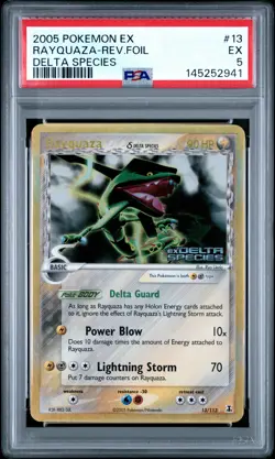 2005 POKEMON EX DELTA SPECIES #13 RAYQUAZA-REVERSE FOIL PSA 5 - Image 1