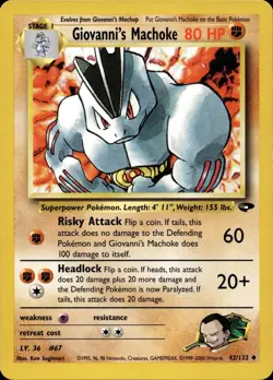 GIOVANNI'S MACHOKE 42/132 UNCOMMON GYM CHALLENGE POKEMON UNLIMITED LP - Image 1