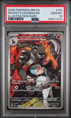 2025 POKEMON DRI EN-DESTINED RIVALS #191 TEAM ROCKET'S HOUNDOOM PSA 10 Gem Mint - Image 1