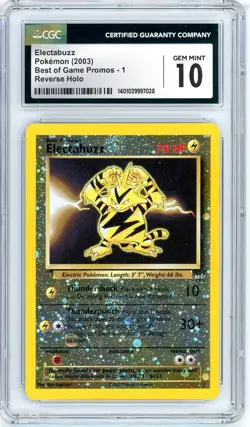 Pokemon Electabuzz #1 Best of Game Reverse Holo CGC 10 Gem Mint - Image 1