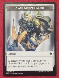 Magic The Gathering DOMINARIA UNITED AJANI SLEEPER AGENT EMBLEM token card MTG - Image 1