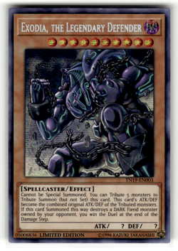 Exodia, the Legendary Defender TN19-EN003 Limited Prismatic Secret Rare 2019 Gol - Image 1