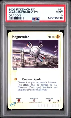 2003 POKEMON EX DRAGON #62 MAGNEMITE-REVERSE FOIL PSA 9 - Image 1