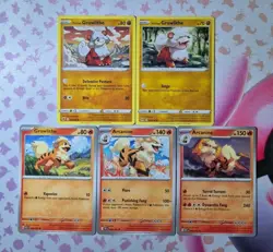 Pokemon Card Growlithe & Arcanine Bundle non holo Destined Rivals 151 - Image 1