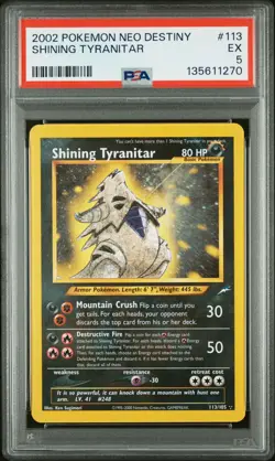 2002 POKEMON NEO DESTINY #113 SHINING TYRANITAR PSA 5 - Image 1