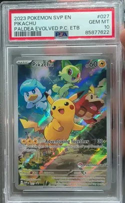 2023 Pikachu 027 Pokemon Center Paldea Evolved ETB Promo PSA 10 Gem Mint - Image 4