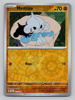 Reverse Holo Meditite 77/142 Common Stellar Crown Pokemon - Image 1