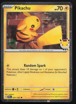 Pikachu 051/162 Cosmos Holo 2026 Pokemon Day 30th Anniversary Stamp - NM - Image 1