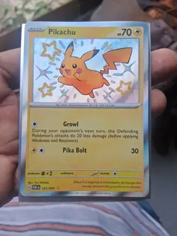 Pokemon Pikachu TCG Paldean Fates Holo Shiny Rare Card 131/091 Baby Shiny - Image 1