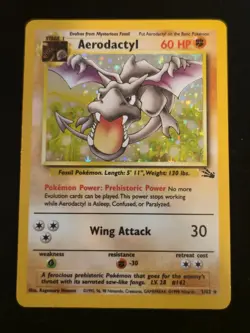 Aerodactyl 1/62 Fossil Holo Unlimited Pokemon Card - LP - Image 1