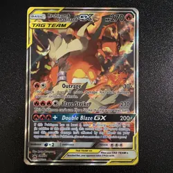 Reshiram & Charizard GX SM201 Tag Team Black Star Promo Pokemon Card LP/MP - Image 1