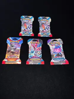 Lot Of 5 Sleeved Pokemon TCG Booster Packs (Sealed) - Image 1