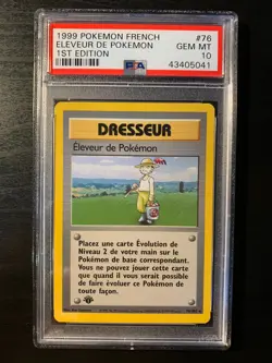Carte Pokemon : Eleveur de Pokemon 76/102 PSA 10 Set de Base Edition 1 Wizards - Image 1