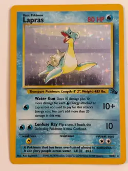 Lapras 10/62 Fossil Set Holo Foil Rare Vintage 1999 LP/NM Pokemon CARD - Image 1
