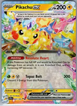 Pikachu ex - 057/191 SV08: Surging Sparks - Pokemon Card - NM - Image 1